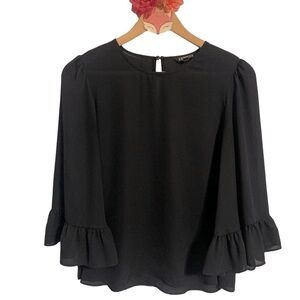 Express black flutter trumpet bell 3/4 sleeve chiffon blouse size S